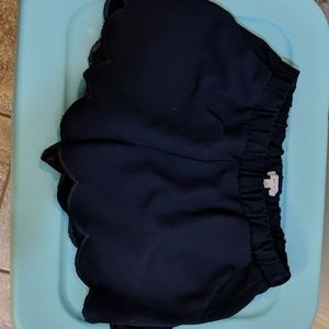 Navy Scalloped hem shorts elastic waist